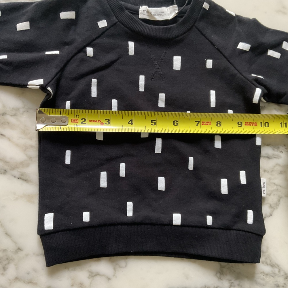 NWT Miles Basic Play Block Print on Black Crew Neck Sweater - Baby Sz 3M - Picture 5 of 6